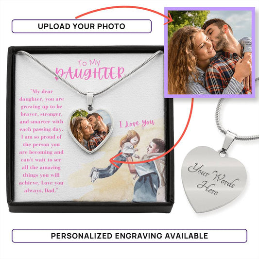 Dad to Daughter - Custom Name & Image - Love Necklace